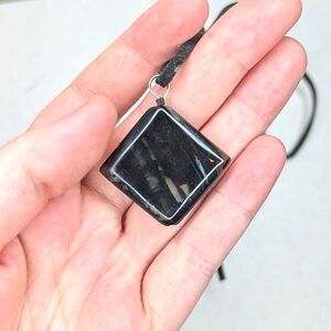 Black Square Pendant Necklace